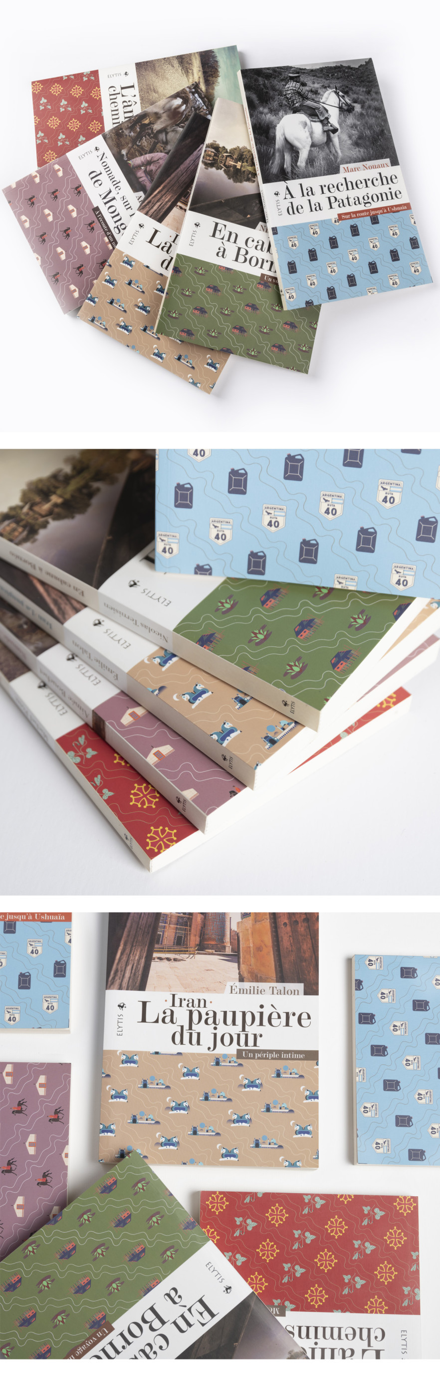 Elytis, création de couverture pour collection, creation de motif, edition