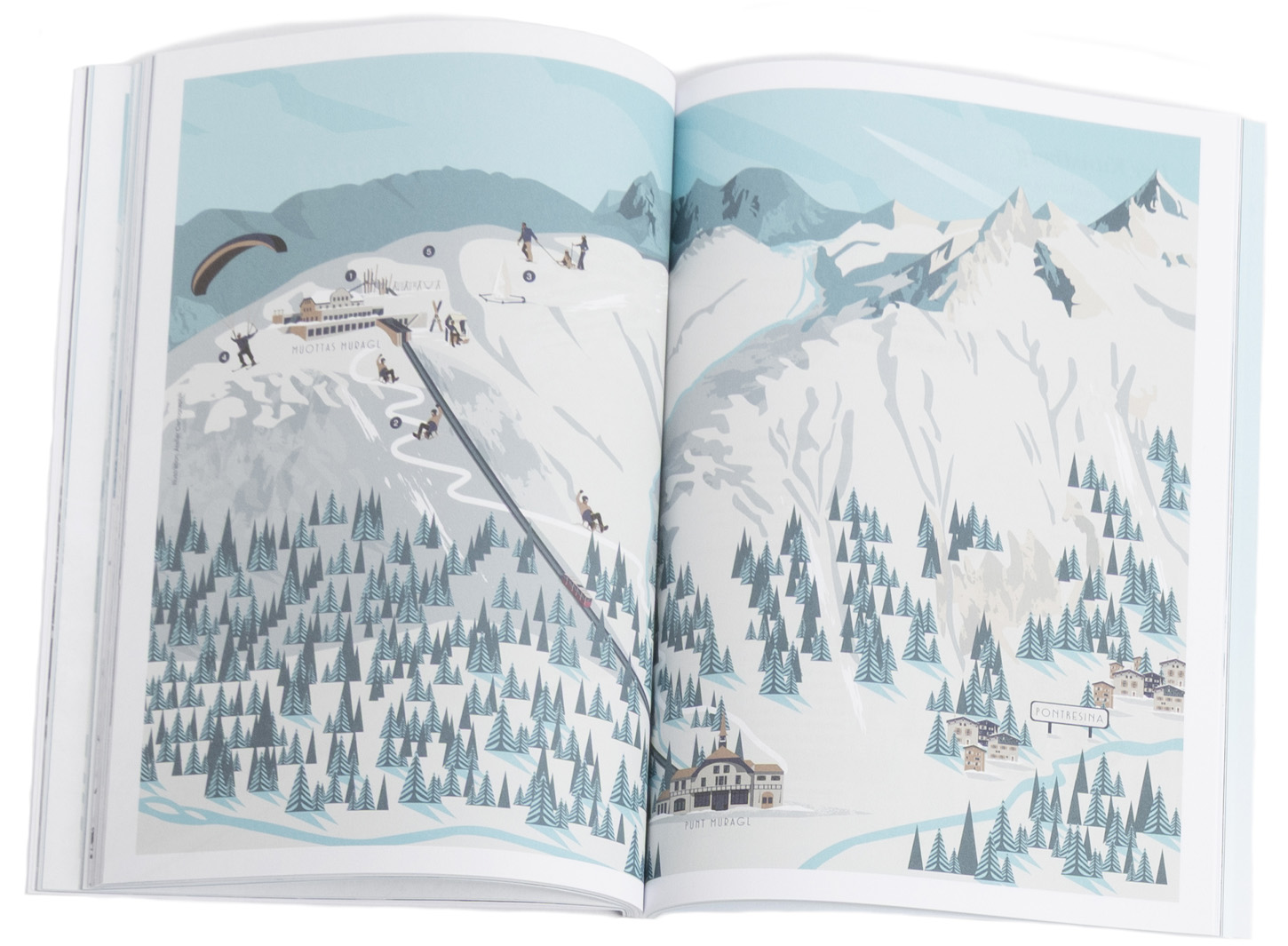 Engadin, Olympic jump, St Moritz, snowboard illustration, carte  illustrée | L'Atelier Cartographik