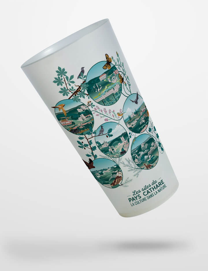 éco-cup, illustration, paysage, produits dérivés, goodies